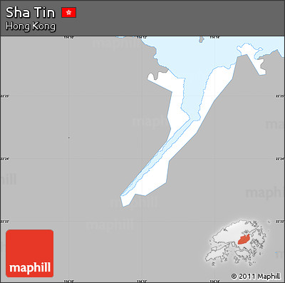 Gray Simple Map of Sha Tin, single color outside