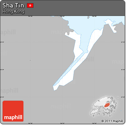 Gray Simple Map of Sha Tin, single color outside