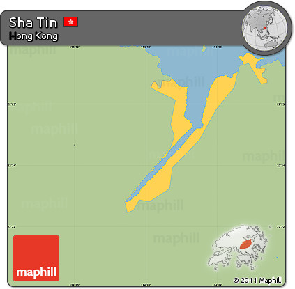 Savanna Style Simple Map of Sha Tin, single color outside