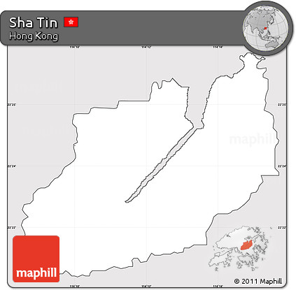 Silver Style Simple Map of Sha Tin, cropped outside