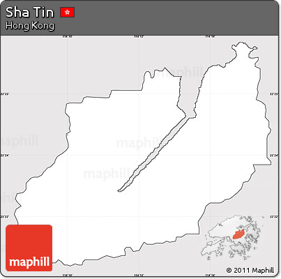 Silver Style Simple Map of Sha Tin, cropped outside