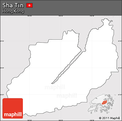 Silver Style Simple Map of Sha Tin, cropped outside