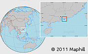 Gray Location Map of Tai Po, highlighted country, within the entire country