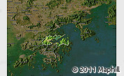 Satellite Map of Tai Po, darken