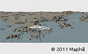 Shaded Relief Panoramic Map of Tai Po, darken