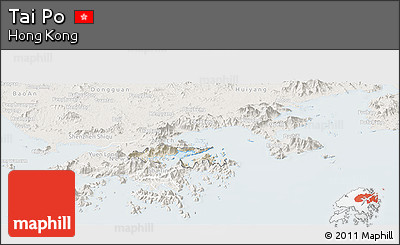 Shaded Relief Panoramic Map of Tai Po, lighten