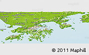 Shaded Relief Panoramic Map of Tai Po, physical outside