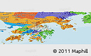Shaded Relief Panoramic Map of Tai Po, political outside