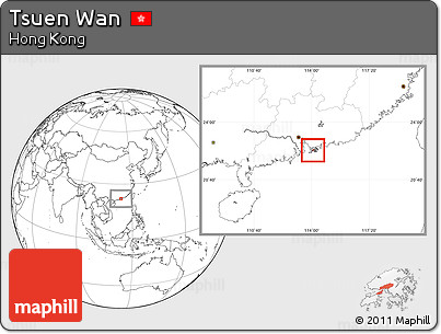 Blank Location Map of Tsuen Wan, highlighted country