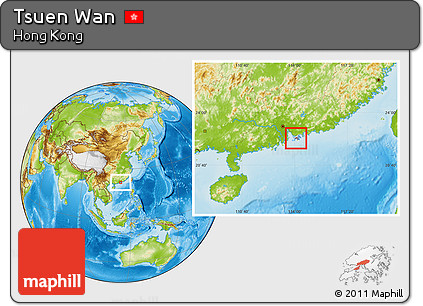 Physical Location Map of Tsuen Wan, highlighted country