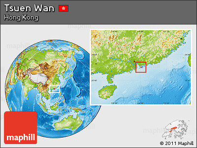 Physical Location Map of Tsuen Wan, highlighted country