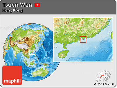 Physical Location Map of Tsuen Wan, highlighted country