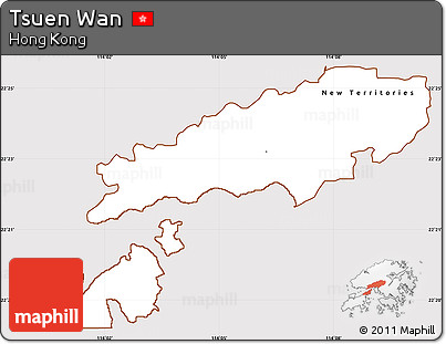 Classic Style Simple Map of Tsuen Wan, cropped outside