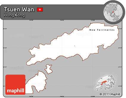 Gray Simple Map of Tsuen Wan, cropped outside