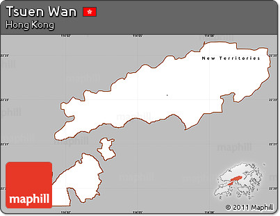 Gray Simple Map of Tsuen Wan, cropped outside