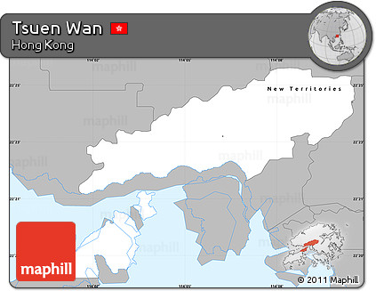 Gray Simple Map of Tsuen Wan