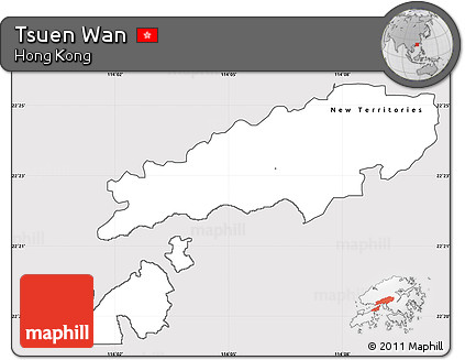 Silver Style Simple Map of Tsuen Wan, cropped outside