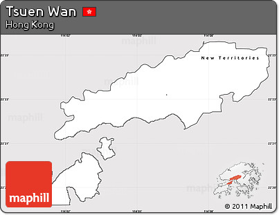 Silver Style Simple Map of Tsuen Wan, cropped outside