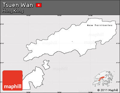Silver Style Simple Map of Tsuen Wan, cropped outside