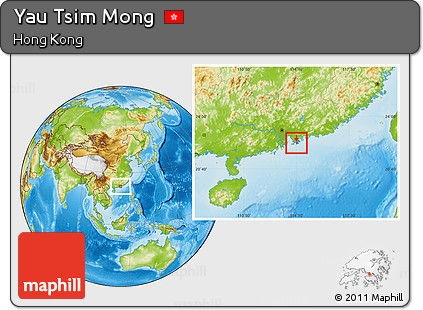Physical Location Map of Yau Tsim Mong, within the entire country