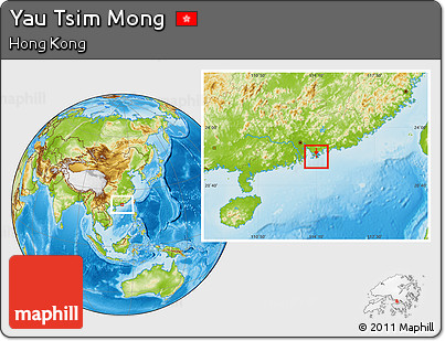 Physical Location Map of Yau Tsim Mong, within the entire country
