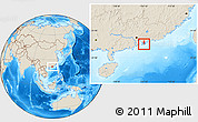 Shaded Relief Location Map of Yau Tsim Mong, within the entire country