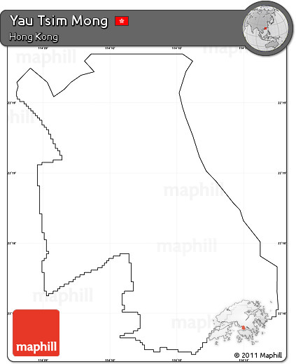 Blank Simple Map of Yau Tsim Mong, cropped outside, no labels