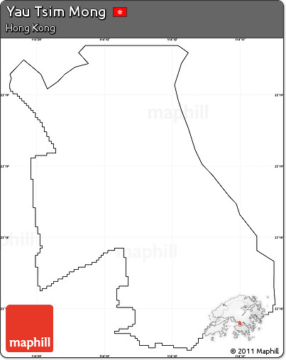Blank Simple Map of Yau Tsim Mong, cropped outside, no labels