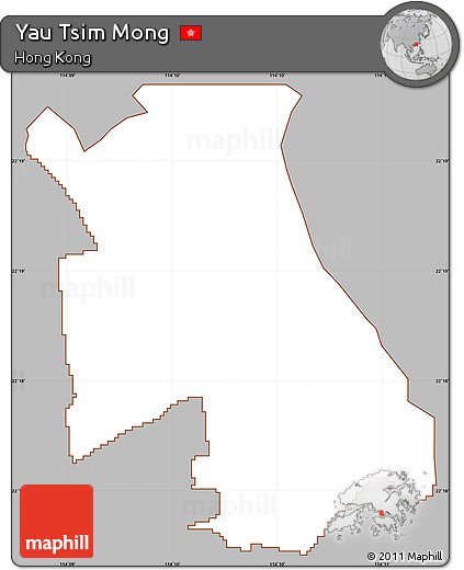 Gray Simple Map of Yau Tsim Mong, cropped outside