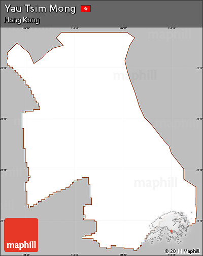 Gray Simple Map of Yau Tsim Mong, cropped outside