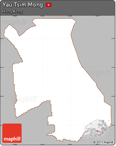 Gray Simple Map of Yau Tsim Mong, cropped outside