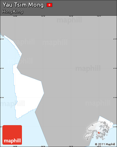 Gray Simple Map of Yau Tsim Mong, single color outside