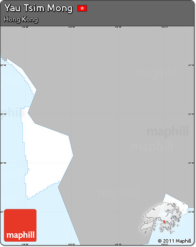 Gray Simple Map of Yau Tsim Mong, single color outside