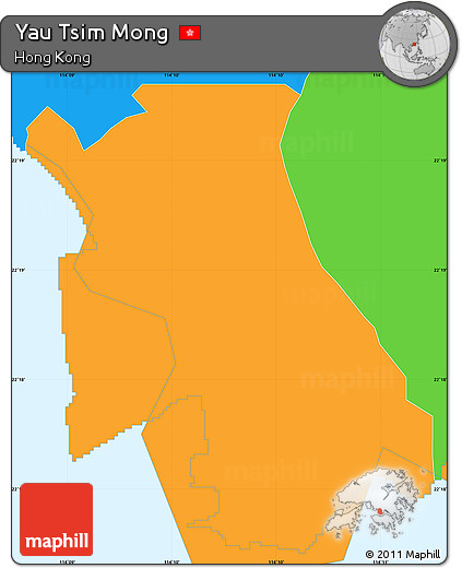 Political Simple Map of Yau Tsim Mong