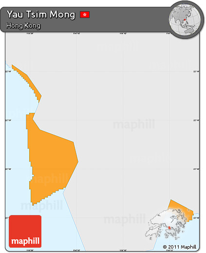 Political Simple Map of Yau Tsim Mong, single color outside