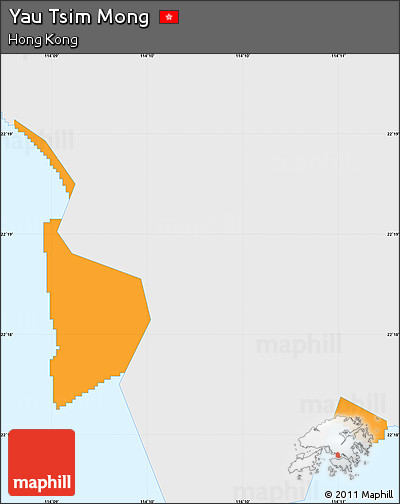 Political Simple Map of Yau Tsim Mong, single color outside