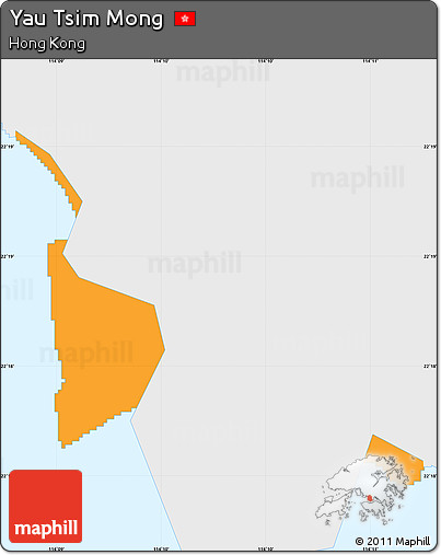 Political Simple Map of Yau Tsim Mong, single color outside