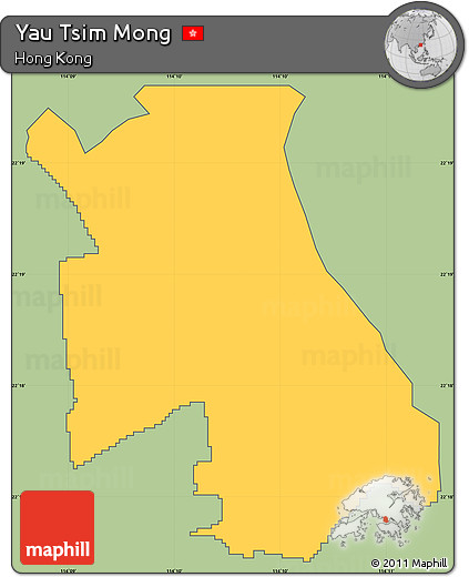 Savanna Style Simple Map of Yau Tsim Mong, cropped outside