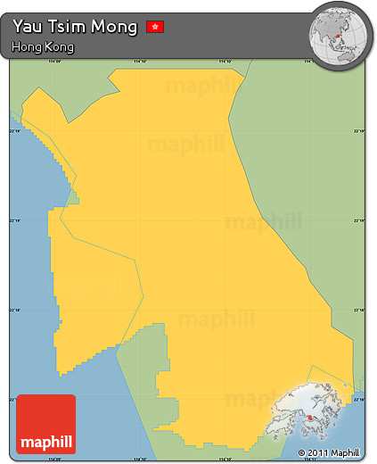 Savanna Style Simple Map of Yau Tsim Mong