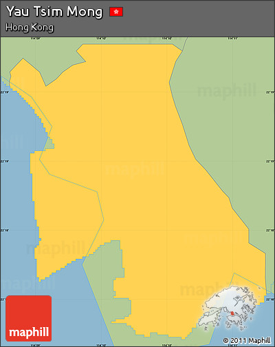 Savanna Style Simple Map of Yau Tsim Mong