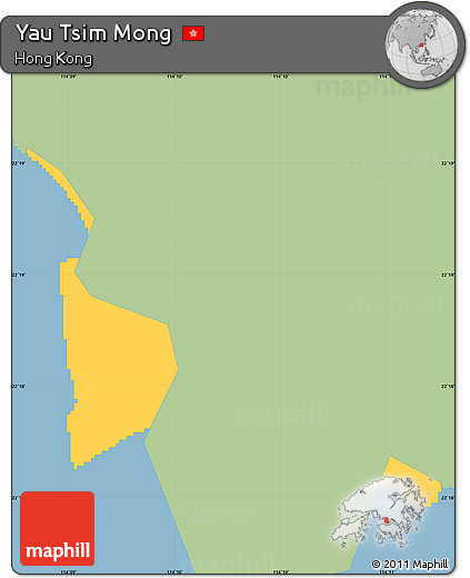 Savanna Style Simple Map of Yau Tsim Mong, single color outside