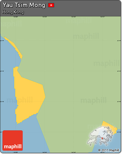 Savanna Style Simple Map of Yau Tsim Mong, single color outside