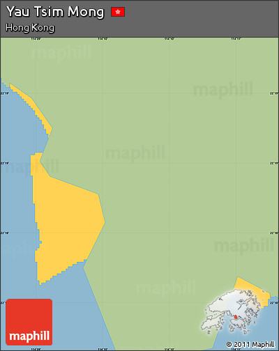 Savanna Style Simple Map of Yau Tsim Mong, single color outside
