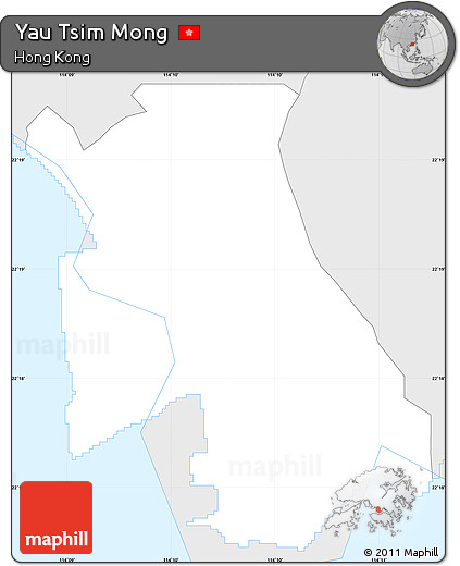 Silver Style Simple Map of Yau Tsim Mong
