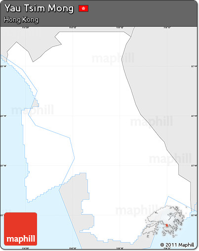 Silver Style Simple Map of Yau Tsim Mong