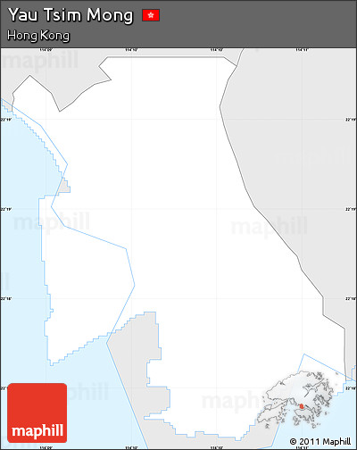 Silver Style Simple Map of Yau Tsim Mong