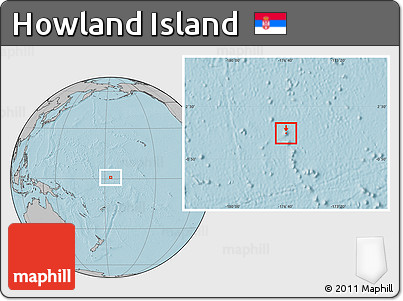 Blank Location Map of Howland Island, gray outside, hill shading outside