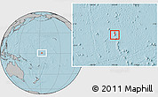 Blank Location Map of Howland Island, gray outside, hill shading outside