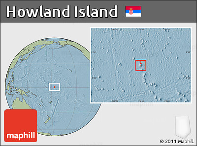 Blank Location Map of Howland Island, savanna style outside, hill shading outside