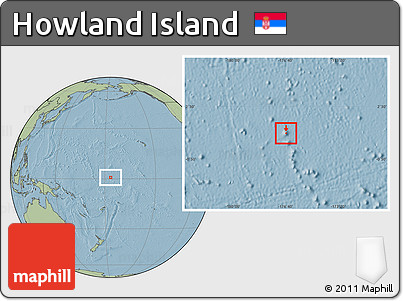 Blank Location Map of Howland Island, savanna style outside, hill shading outside